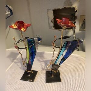 Retro Flower Metal & Glass Sculptures-  745 $50 or $45 w/offer